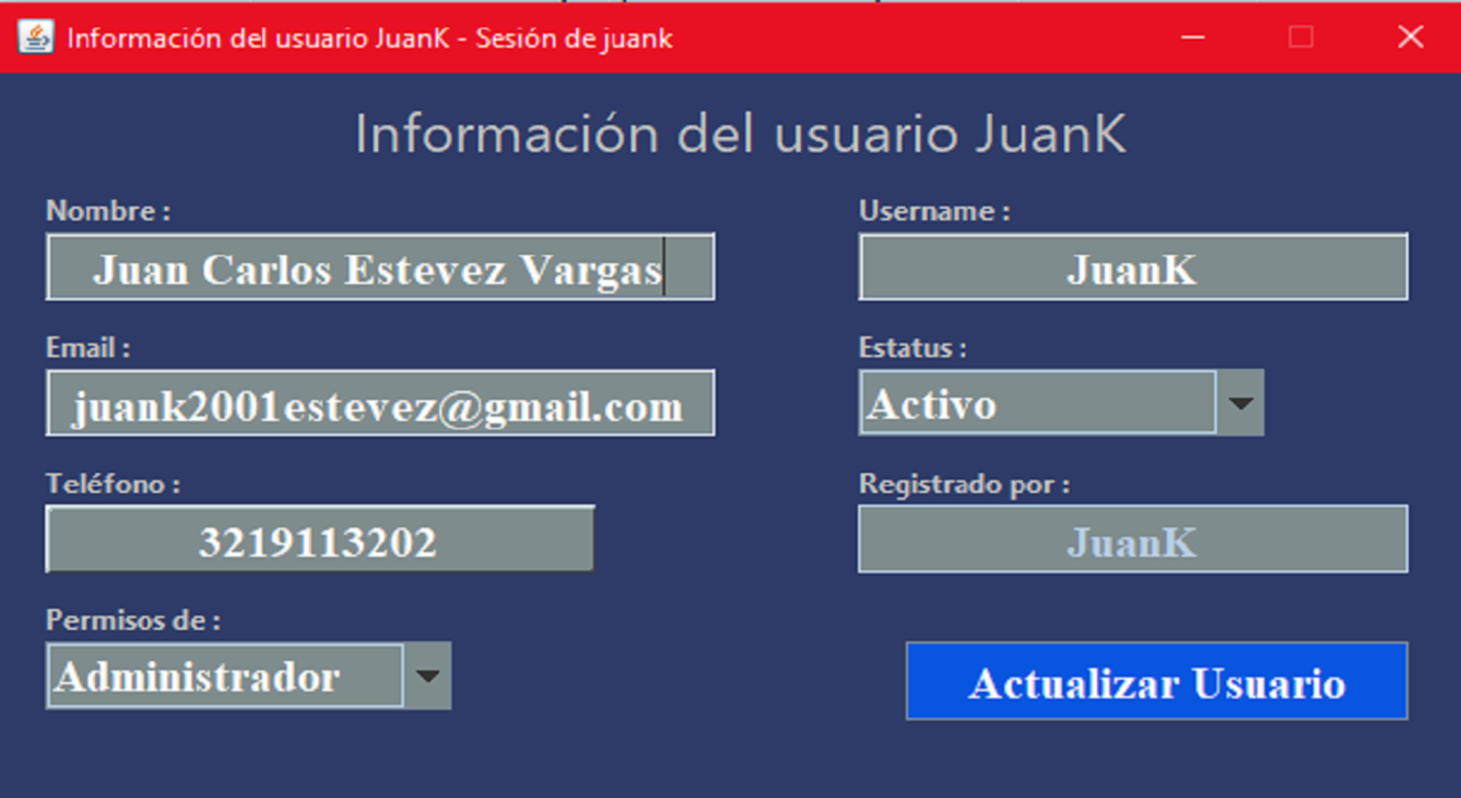 User Information Section