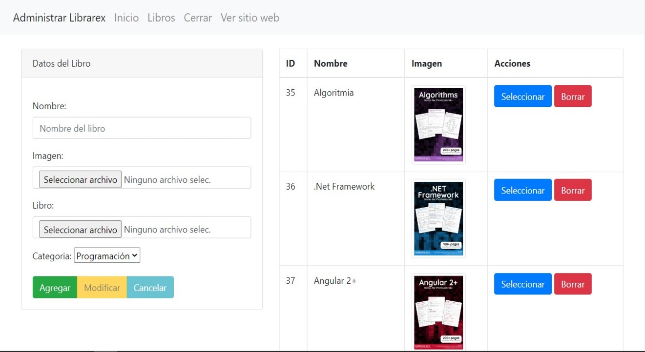Librarex web app