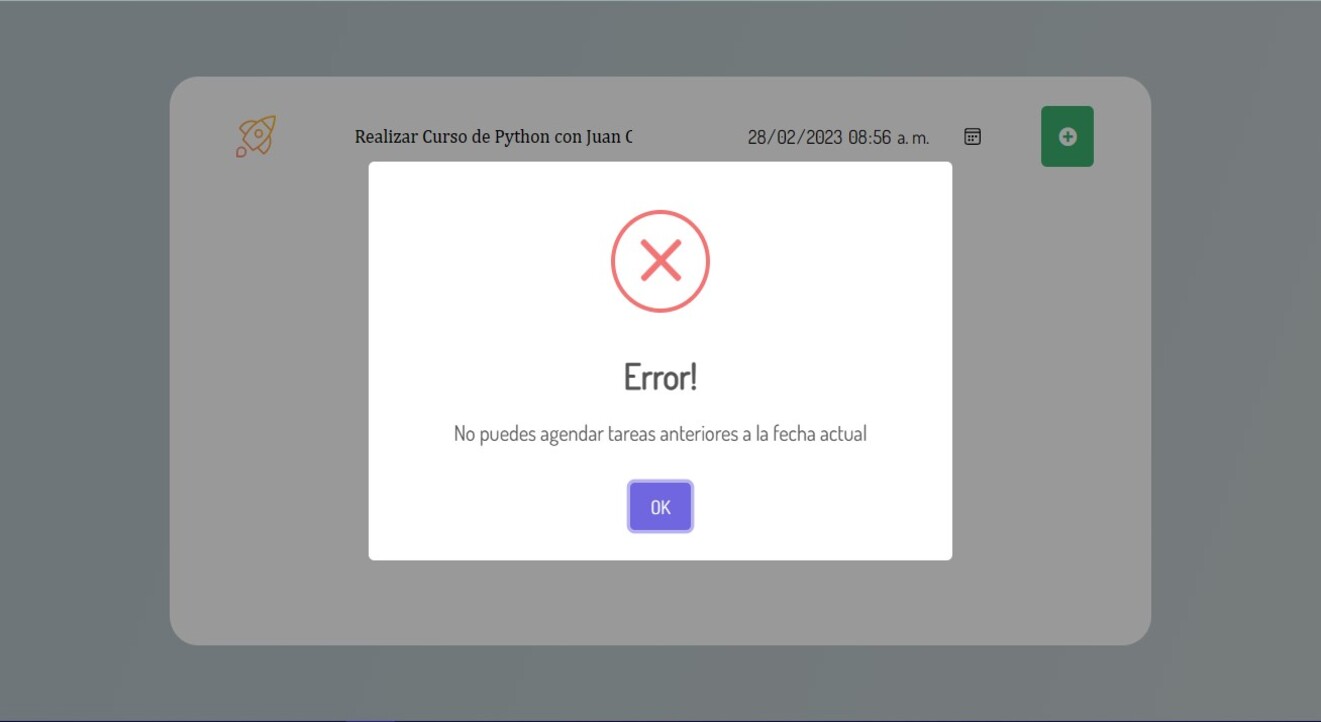 alert validation wrong date